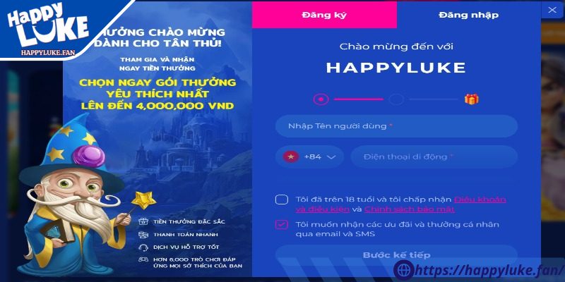 Đăng Ký Happyluke 1 Truy cập trang chủ chính thức để đăng ký Happyluke